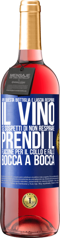 29,95 € Spedizione Gratuita | Vino rosato Edizione ROSÉ Apri questa bottiglia e lascia respirare il vino. Se sospetti di non respirare, prendi il flacone per il collo e fallo bocca Etichetta Blu. Etichetta personalizzabile Vino giovane Raccogliere 2024 Tempranillo