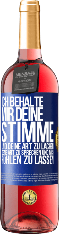 29,95 € Kostenloser Versand | Roséwein ROSÉ Ausgabe Ich behalte mir deine Stimme und deine Art zu lachen, deine Art zu sprechen und mich fühlen zu lassen Blaue Markierung. Anpassbares Etikett Junger Wein Ernte 2024 Tempranillo