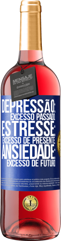 29,95 € Envio grátis | Vinho rosé Edição ROSÉ Depressão: excesso passado. Estresse: excesso de presente. Ansiedade: excesso de futuro Etiqueta Azul. Etiqueta personalizável Vinho jovem Colheita 2024 Tempranillo