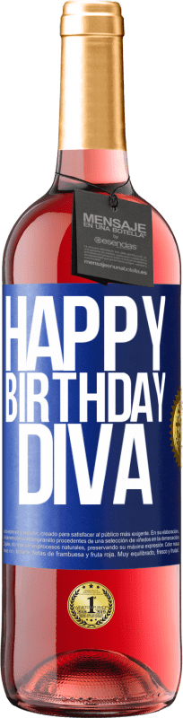 29,95 € Free Shipping | Rosé Wine ROSÉ Edition Happy birthday Diva Blue Label. Customizable label Young wine Harvest 2023 Tempranillo