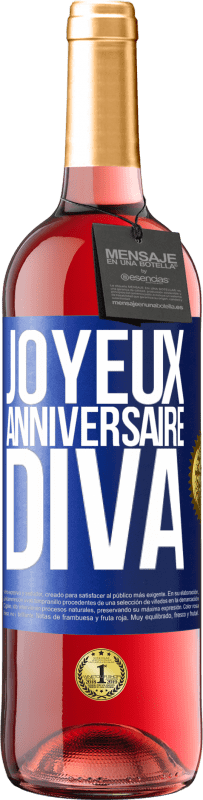 29,95 € Envoi gratuit | Vin rosé Édition ROSÉ Joyeux anniversaire, Diva Étiquette Bleue. Étiquette personnalisable Vin jeune Récolte 2023 Tempranillo