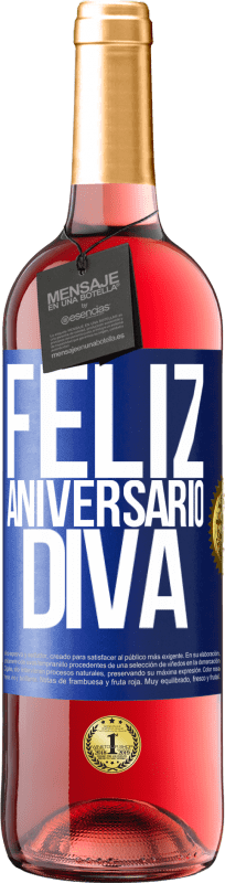 29,95 € Envio grátis | Vinho rosé Edição ROSÉ Feliz aniversário Diva Etiqueta Azul. Etiqueta personalizável Vinho jovem Colheita 2023 Tempranillo