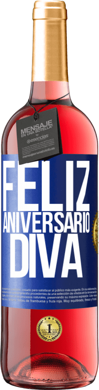 29,95 € Envio grátis | Vinho rosé Edição ROSÉ Feliz aniversário Diva Etiqueta Azul. Etiqueta personalizável Vinho jovem Colheita 2024 Tempranillo