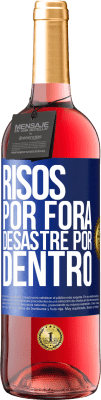 29,95 € Envio grátis | Vinho rosé Edição ROSÉ Risos por fora, desastre por dentro Etiqueta Azul. Etiqueta personalizável Vinho jovem Colheita 2023 Tempranillo