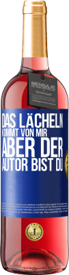 29,95 € Kostenloser Versand | Roséwein ROSÉ Ausgabe Das Lächeln kommt von mir, aber der Autor bist du Blaue Markierung. Anpassbares Etikett Junger Wein Ernte 2023 Tempranillo