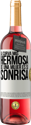 29,95 € Envío gratis | Vino Rosado Edición ROSÉ La curva más hermosa de una mujer es su sonrisa Etiqueta Blanca. Etiqueta personalizable Vino joven Cosecha 2025 Tempranillo
