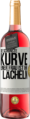 29,95 € Kostenloser Versand | Roséwein ROSÉ Ausgabe Die schönste Kurve einer Frau ist ihr Lächeln Weißes Etikett. Anpassbares Etikett Junger Wein Ernte 2024 Tempranillo