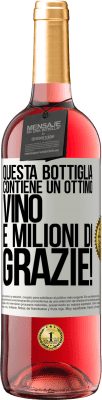 29,95 € Spedizione Gratuita | Vino rosato Edizione ROSÉ Questa bottiglia contiene un ottimo vino e milioni di GRAZIE! Etichetta Bianca. Etichetta personalizzabile Vino giovane Raccogliere 2024 Tempranillo