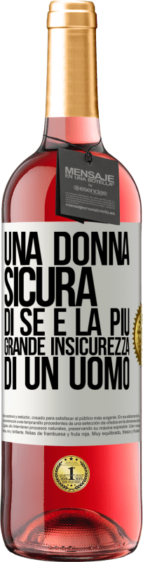 29,95 € Spedizione Gratuita | Vino rosato Edizione ROSÉ Una donna sicura di sé è la più grande insicurezza di un uomo Etichetta Bianca. Etichetta personalizzabile Vino giovane Raccogliere 2024 Tempranillo