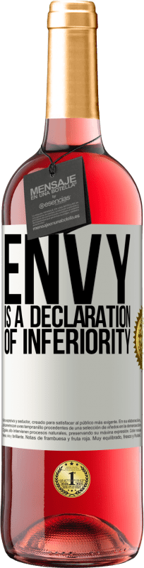 29,95 € Free Shipping | Rosé Wine ROSÉ Edition Envy is a declaration of inferiority White Label. Customizable label Young wine Harvest 2023 Tempranillo