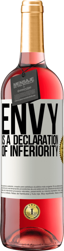 29,95 € Free Shipping | Rosé Wine ROSÉ Edition Envy is a declaration of inferiority White Label. Customizable label Young wine Harvest 2024 Tempranillo