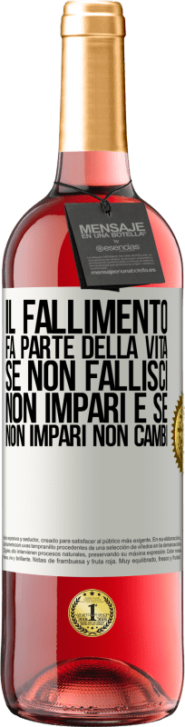 29,95 € Spedizione Gratuita | Vino rosato Edizione ROSÉ Il fallimento fa parte della vita. Se non fallisci, non impari e se non impari non cambi Etichetta Bianca. Etichetta personalizzabile Vino giovane Raccogliere 2024 Tempranillo