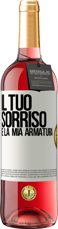 29,95 € Spedizione Gratuita | Vino rosato Edizione ROSÉ Il tuo sorriso è la mia armatura Etichetta Bianca. Etichetta personalizzabile Vino giovane Raccogliere 2024 Tempranillo