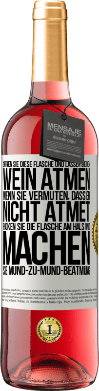 29,95 € Kostenloser Versand | Roséwein ROSÉ Ausgabe Öffnen Sie diese Flasche und lassen Sie den Wein atmen. Wenn Sie vermuten, dass er nicht atmet, packen Sie die Flasche am Hals u Weißes Etikett. Anpassbares Etikett Junger Wein Ernte 2024 Tempranillo