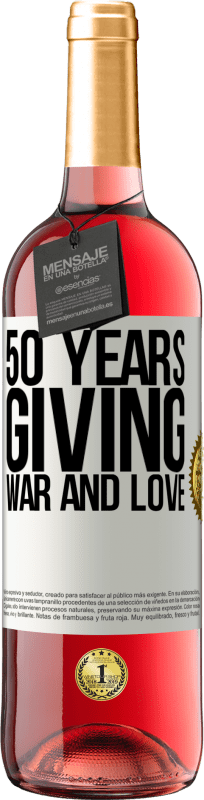 29,95 € Бесплатная доставка | Розовое вино Издание ROSÉ 50 лет дарим войну и любовь Белая этикетка. Настраиваемая этикетка Молодое вино Урожай 2023 Tempranillo