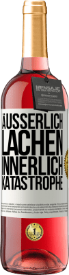 29,95 € Kostenloser Versand | Roséwein ROSÉ Ausgabe Äußerlich Lachen, innerlich Katastrophe Weißes Etikett. Anpassbares Etikett Junger Wein Ernte 2024 Tempranillo