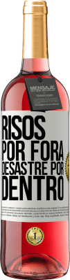 29,95 € Envio grátis | Vinho rosé Edição ROSÉ Risos por fora, desastre por dentro Etiqueta Branca. Etiqueta personalizável Vinho jovem Colheita 2024 Tempranillo