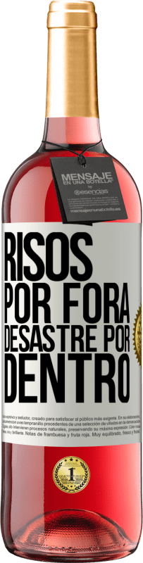 29,95 € Envio grátis | Vinho rosé Edição ROSÉ Risos por fora, desastre por dentro Etiqueta Branca. Etiqueta personalizável Vinho jovem Colheita 2023 Tempranillo