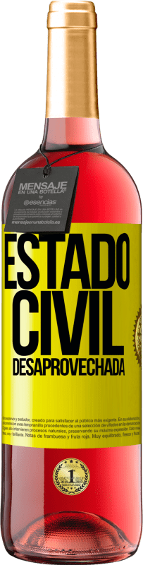 29,95 € Envío gratis | Vino Rosado Edición ROSÉ Estado civil: desaprovechada Etiqueta Amarilla. Etiqueta personalizable Vino joven Cosecha 2024 Tempranillo