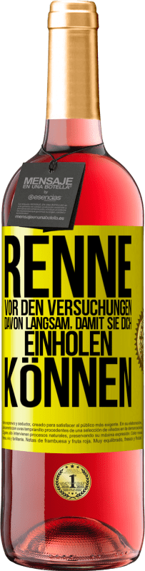 29,95 € Kostenloser Versand | Roséwein ROSÉ Ausgabe Renne vor den Versuchungen davon. Langsam, damit sie dich einholen können Gelbes Etikett. Anpassbares Etikett Junger Wein Ernte 2025 Tempranillo