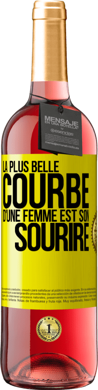 29,95 € Envoi gratuit | Vin rosé Édition ROSÉ La plus belle courbe d'une femme est son sourire Étiquette Jaune. Étiquette personnalisable Vin jeune Récolte 2024 Tempranillo