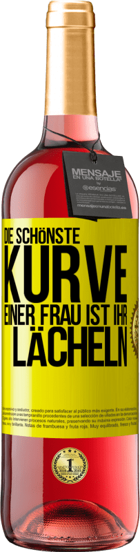 29,95 € Kostenloser Versand | Roséwein ROSÉ Ausgabe Die schönste Kurve einer Frau ist ihr Lächeln Gelbes Etikett. Anpassbares Etikett Junger Wein Ernte 2024 Tempranillo