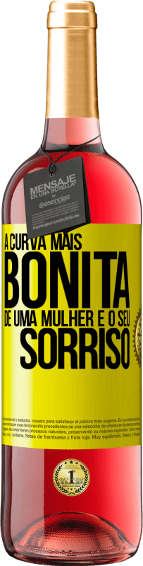 29,95 € Envio grátis | Vinho rosé Edição ROSÉ A curva mais bonita de uma mulher é o seu sorriso Etiqueta Amarela. Etiqueta personalizável Vinho jovem Colheita 2025 Tempranillo