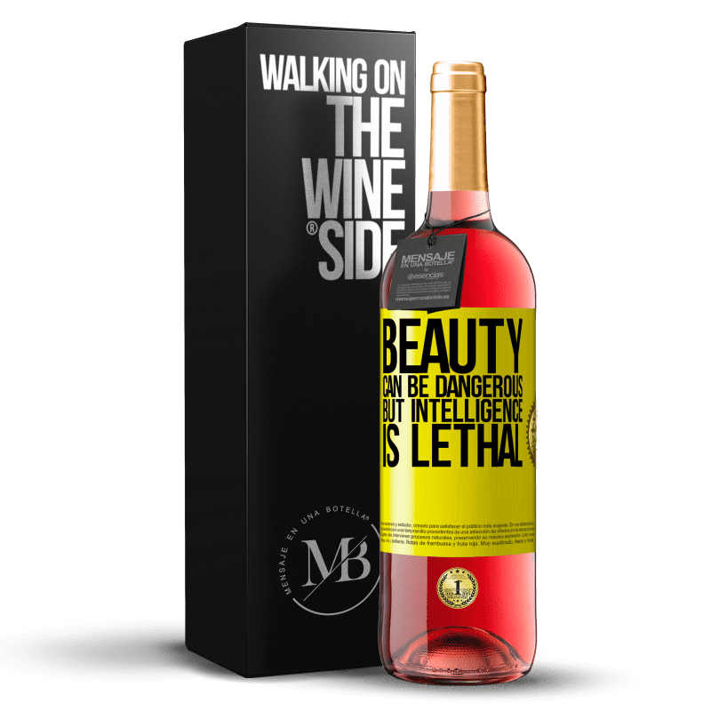 29,95 € Free Shipping | Rosé Wine ROSÉ Edition Beauty can be dangerous, but intelligence is lethal Yellow Label. Customizable label Young wine Harvest 2021 Tempranillo