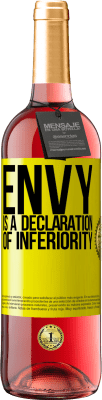 29,95 € Free Shipping | Rosé Wine ROSÉ Edition Envy is a declaration of inferiority Yellow Label. Customizable label Young wine Harvest 2024 Tempranillo