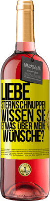 29,95 € Kostenloser Versand | Roséwein ROSÉ Ausgabe Liebe Sternschnuppen, wissen Sie etwas über meine Wünsche? Gelbes Etikett. Anpassbares Etikett Junger Wein Ernte 2023 Tempranillo