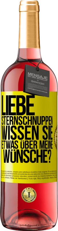 29,95 € Kostenloser Versand | Roséwein ROSÉ Ausgabe Liebe Sternschnuppen, wissen Sie etwas über meine Wünsche? Gelbes Etikett. Anpassbares Etikett Junger Wein Ernte 2024 Tempranillo