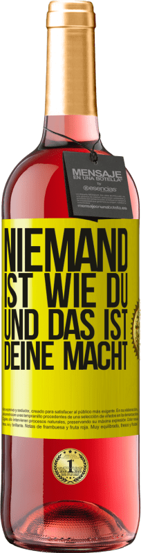 29,95 € Kostenloser Versand | Roséwein ROSÉ Ausgabe Niemand ist wie du, und das ist deine Macht Gelbes Etikett. Anpassbares Etikett Junger Wein Ernte 2024 Tempranillo