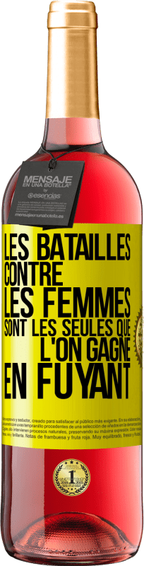 29,95 € Envoi gratuit | Vin rosé Édition ROSÉ Les batailles contre les femmes sont les seules que l'on gagne en fuyant Étiquette Jaune. Étiquette personnalisable Vin jeune Récolte 2024 Tempranillo