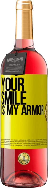 29,95 € Free Shipping | Rosé Wine ROSÉ Edition Your smile is my armor Yellow Label. Customizable label Young wine Harvest 2022 Tempranillo