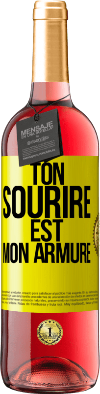 29,95 € Envoi gratuit | Vin rosé Édition ROSÉ Ton sourire est mon armure Étiquette Jaune. Étiquette personnalisable Vin jeune Récolte 2024 Tempranillo