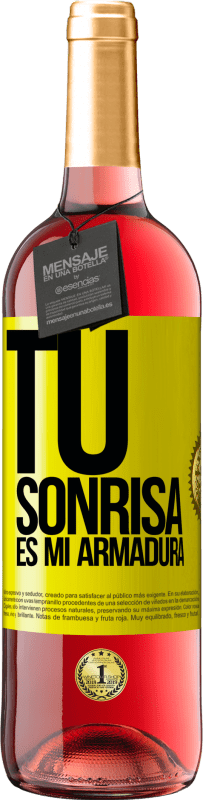 29,95 € Envío gratis | Vino Rosado Edición ROSÉ Tu sonrisa es mi armadura Etiqueta Amarilla. Etiqueta personalizable Vino joven Cosecha 2024 Tempranillo