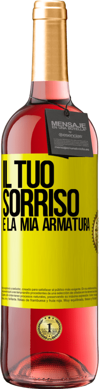 29,95 € Spedizione Gratuita | Vino rosato Edizione ROSÉ Il tuo sorriso è la mia armatura Etichetta Gialla. Etichetta personalizzabile Vino giovane Raccogliere 2024 Tempranillo