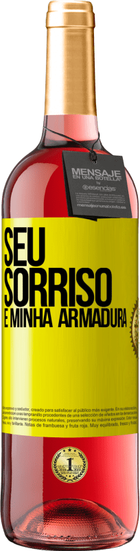 29,95 € Envio grátis | Vinho rosé Edição ROSÉ Seu sorriso é minha armadura Etiqueta Amarela. Etiqueta personalizável Vinho jovem Colheita 2024 Tempranillo