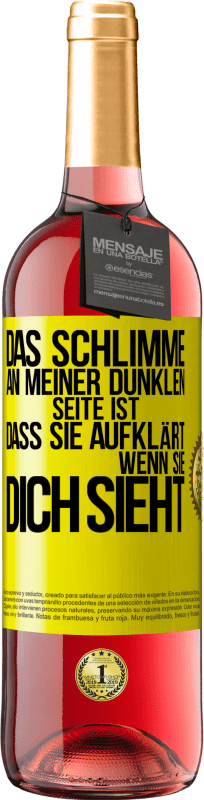 29,95 € Kostenloser Versand | Roséwein ROSÉ Ausgabe Das Schlimme an meiner dunklen Seite ist, dass sie aufklärt, wenn sie dich sieht Gelbes Etikett. Anpassbares Etikett Junger Wein Ernte 2024 Tempranillo