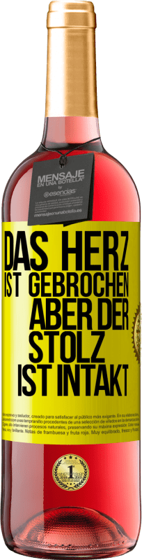 29,95 € Kostenloser Versand | Roséwein ROSÉ Ausgabe Das Herz ist gebrochen. Aber der Stolz ist intakt Gelbes Etikett. Anpassbares Etikett Junger Wein Ernte 2024 Tempranillo