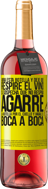 29,95 € Envío gratis | Vino Rosado Edición ROSÉ Abra esta botella y deje que respire el vino. Si sospecha que no respira, agarre la botella por el cuello y hágale el boca a Etiqueta Amarilla. Etiqueta personalizable Vino joven Cosecha 2025 Tempranillo