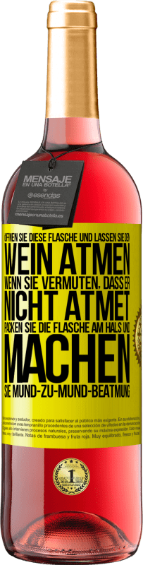 29,95 € Kostenloser Versand | Roséwein ROSÉ Ausgabe Öffnen Sie diese Flasche und lassen Sie den Wein atmen. Wenn Sie vermuten, dass er nicht atmet, packen Sie die Flasche am Hals u Gelbes Etikett. Anpassbares Etikett Junger Wein Ernte 2024 Tempranillo