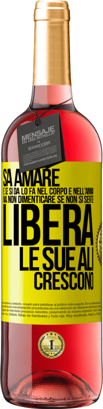 29,95 € Spedizione Gratuita | Vino rosato Edizione ROSÉ Sa amare, e se si dona, lo fa nel corpo e nell'anima. Ma, non dimenticare, se non ti senti libero, le tue ali crescono Etichetta Gialla. Etichetta personalizzabile Vino giovane Raccogliere 2024 Tempranillo