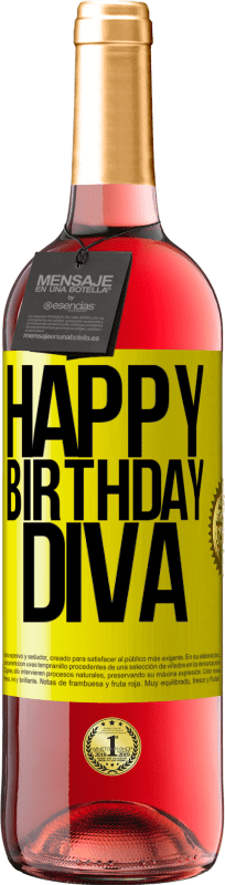 29,95 € Free Shipping | Rosé Wine ROSÉ Edition Happy birthday Diva Yellow Label. Customizable label Young wine Harvest 2023 Tempranillo