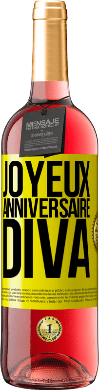 29,95 € Envoi gratuit | Vin rosé Édition ROSÉ Joyeux anniversaire, Diva Étiquette Jaune. Étiquette personnalisable Vin jeune Récolte 2023 Tempranillo