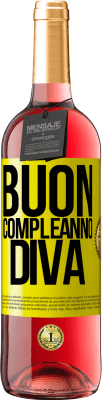 29,95 € Spedizione Gratuita | Vino rosato Edizione ROSÉ Buon compleanno Diva Etichetta Gialla. Etichetta personalizzabile Vino giovane Raccogliere 2024 Tempranillo