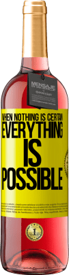 29,95 € Free Shipping | Rosé Wine ROSÉ Edition When nothing is certain, everything is possible Yellow Label. Customizable label Young wine Harvest 2024 Tempranillo