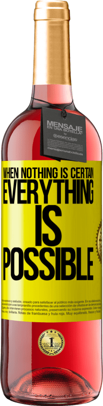 29,95 € Free Shipping | Rosé Wine ROSÉ Edition When nothing is certain, everything is possible Yellow Label. Customizable label Young wine Harvest 2023 Tempranillo