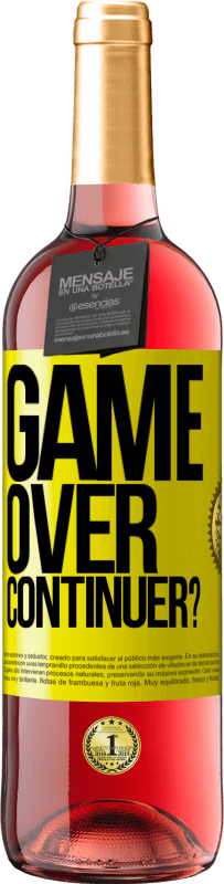 29,95 € Envoi gratuit | Vin rosé Édition ROSÉ GAME OVER. Continuer? Étiquette Jaune. Étiquette personnalisable Vin jeune Récolte 2025 Tempranillo
