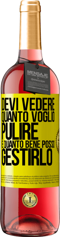 29,95 € Spedizione Gratuita | Vino rosato Edizione ROSÉ Devi vedere quanto voglio pulire e quanto bene posso gestirlo Etichetta Gialla. Etichetta personalizzabile Vino giovane Raccogliere 2024 Tempranillo